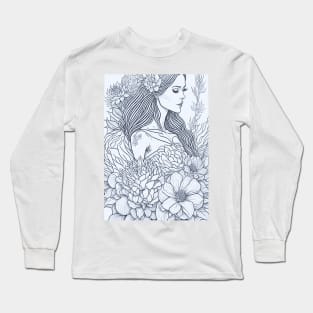 Coloring pregnant woman Long Sleeve T-Shirt